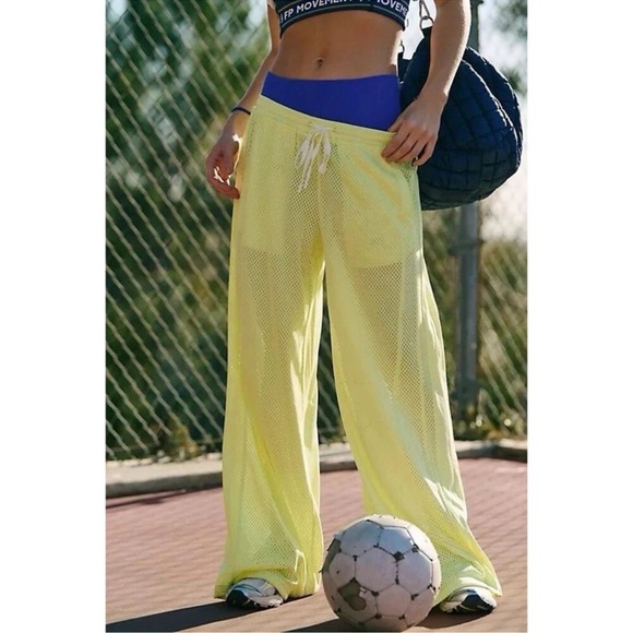 FP Movement by Free People Pants - FP Movement by Free People Yellow Mesh Wide Leg Pants